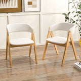 Set of 2 Soft Padded Accent Armchairs for Dining Room-Natural and Beige