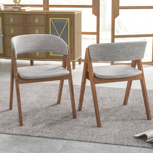 Set of 2 Soft Padded Accent Armchairs for Dining Room-Walnut and Grey