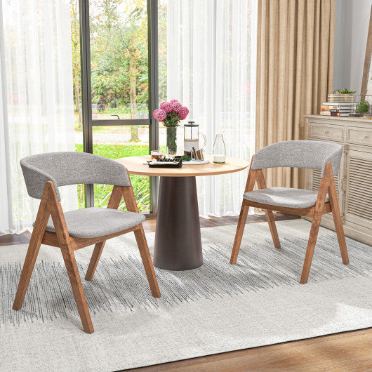 Set of 2 Soft Padded Accent Armchairs for Dining Room-Walnut and Grey