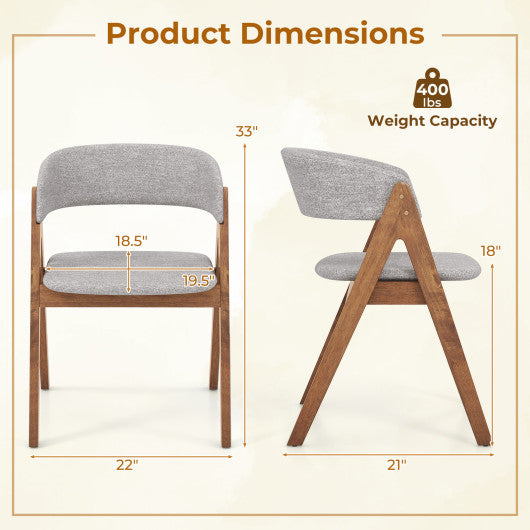 Set of 2 Soft Padded Accent Armchairs for Dining Room-Walnut and Grey