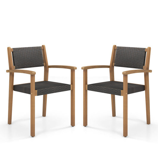 Set of 2 Stackable Outdoor Wicker Dining Chair