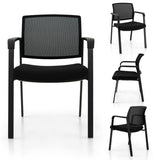 Set of 2 Stackable Reception Room Chairs with Padded Seat-Black