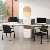 Set of 2 Stackable Rolling Office Chairs with Mesh Backrest-Black