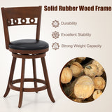 Set of 2 Swivel Bar Stools with Rubber Wood Frame-24.5 inches