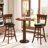 Set of 2 Swivel Bar Stools with Rubber Wood Frame-30.5 inches