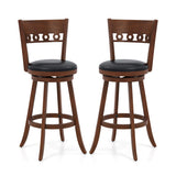 Set of 2 Swivel Bar Stools with Rubber Wood Frame-30.5 inches