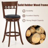 Set of 2 Swivel Bar Stools with Rubber Wood Frame-30.5 inches