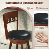 Set of 2 Swivel Bar Stools with Rubber Wood Frame-30.5 inches