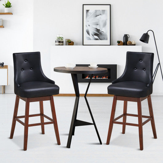 2 Pieces 29 Inch Pub Height Swivel Upholstered Bar Stools with Wood Legs-29 inches