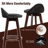 2 Pieces Cushioned Swivel Bar Stool Set with Low Back-Black