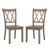 Set of 2 Wooden Dining Chairs Mid Century Farmhouse Retro Kitchen Chairs-Brown