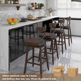 Set of 2 Wooden Swivel Bar Stools with Open X Back and Footrest-29 inches