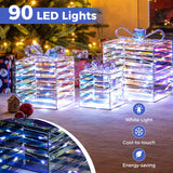 Set of 3 Christmas Lighted Gift Boxes with Bows and Plug