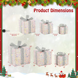Set of 3 Christmas Lighted Gift Boxes with Pre-lit 90 LED Light and Bows