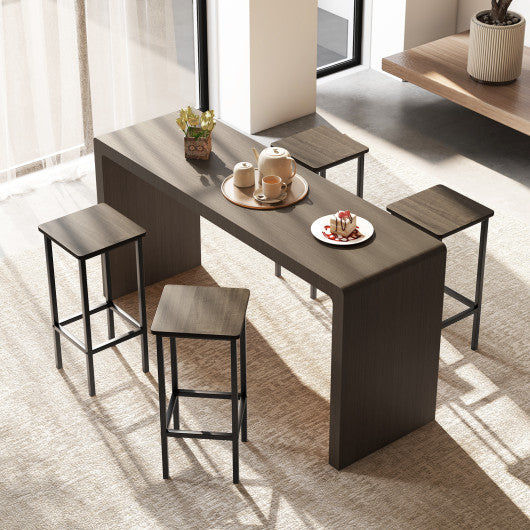 Set of 4 Bar Stool Set 26 Inch Bar Chair with Metal Legs and Footrest-Gray