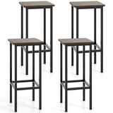Set of 4 Bar Stool Set 26 Inch Bar Chair with Metal Legs and Footrest-Gray