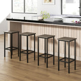 Set of 4 Bar Stool Set 26 Inch Bar Chair with Metal Legs and Footrest-Gray