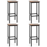 Set of 4 Bar Stool Set 26 Inch Bar Chair with Metal Legs and Footrest-Rustic Brown