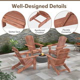 Folding Adirondack Chair Set of 2 with High Backrest and Wide Armrests-Brown