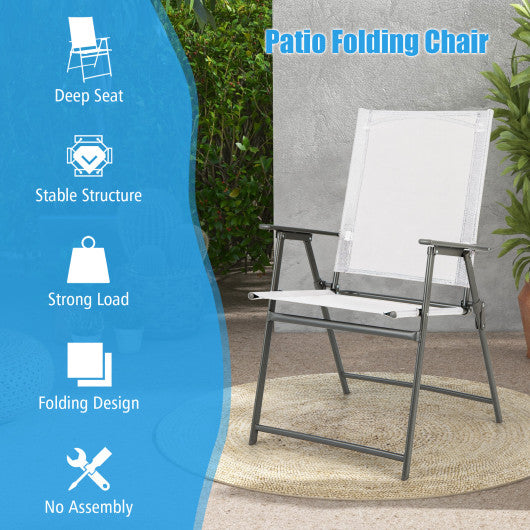 Set of 4 Patio Folding Chair Set with Rustproof Metal Frame-White