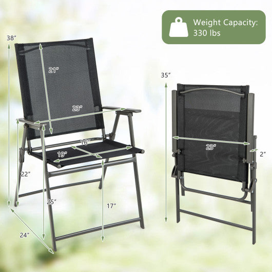 Set of 4 Patio Folding Chair Set with Rustproof Metal Frame-Black