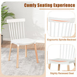 Set of 4 Windsor Dining Chairs with Spindle Backs and Curved Seats-White