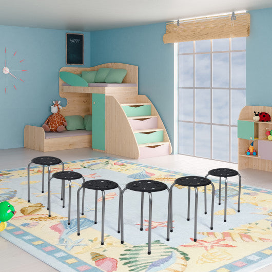 Set of 6 Portable Plastic Stack Stools -Gray