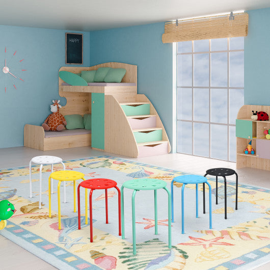 Set of 6 Portable Plastic Stack Stools-Multicolor