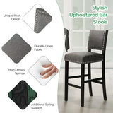 38.5/43.5 Inch Set of 2 Counter Height Chairs with Solid Rubber Wood Frame-M