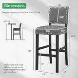 38.5/43.5 Inch Set of 2 Counter Height Chairs with Solid Rubber Wood Frame-M