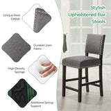 38.5/43.5 Inch Set of 2 Counter Height Chairs with Solid Rubber Wood Frame-S