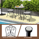 Set of 2 Mosaic Chairs for Patio Metal Folding Chairs-Black