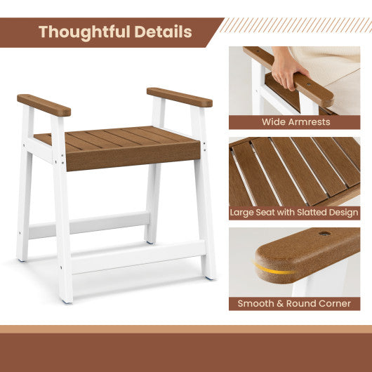 Shower Bench with Arms for Inside Shower Shaving Legs-Brown