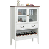 Sideboard Buffet Cabinet with 2 Tempered Glass Doors-White