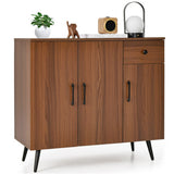 Sideboard Cabinet with 3 Doors and Pull out Drawer Adjustable Shelves-Walnut