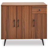 Sideboard Cabinet with 3 Doors and Pull out Drawer Adjustable Shelves-Walnut