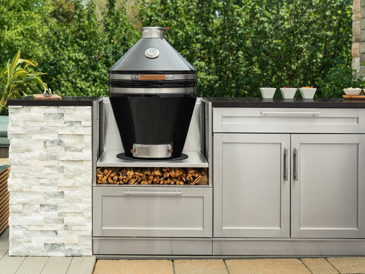 Outdoor Kitchen Signature Series 4 Piece Cabinet Set 3 Drawer, Kamado and Grill Cabinet