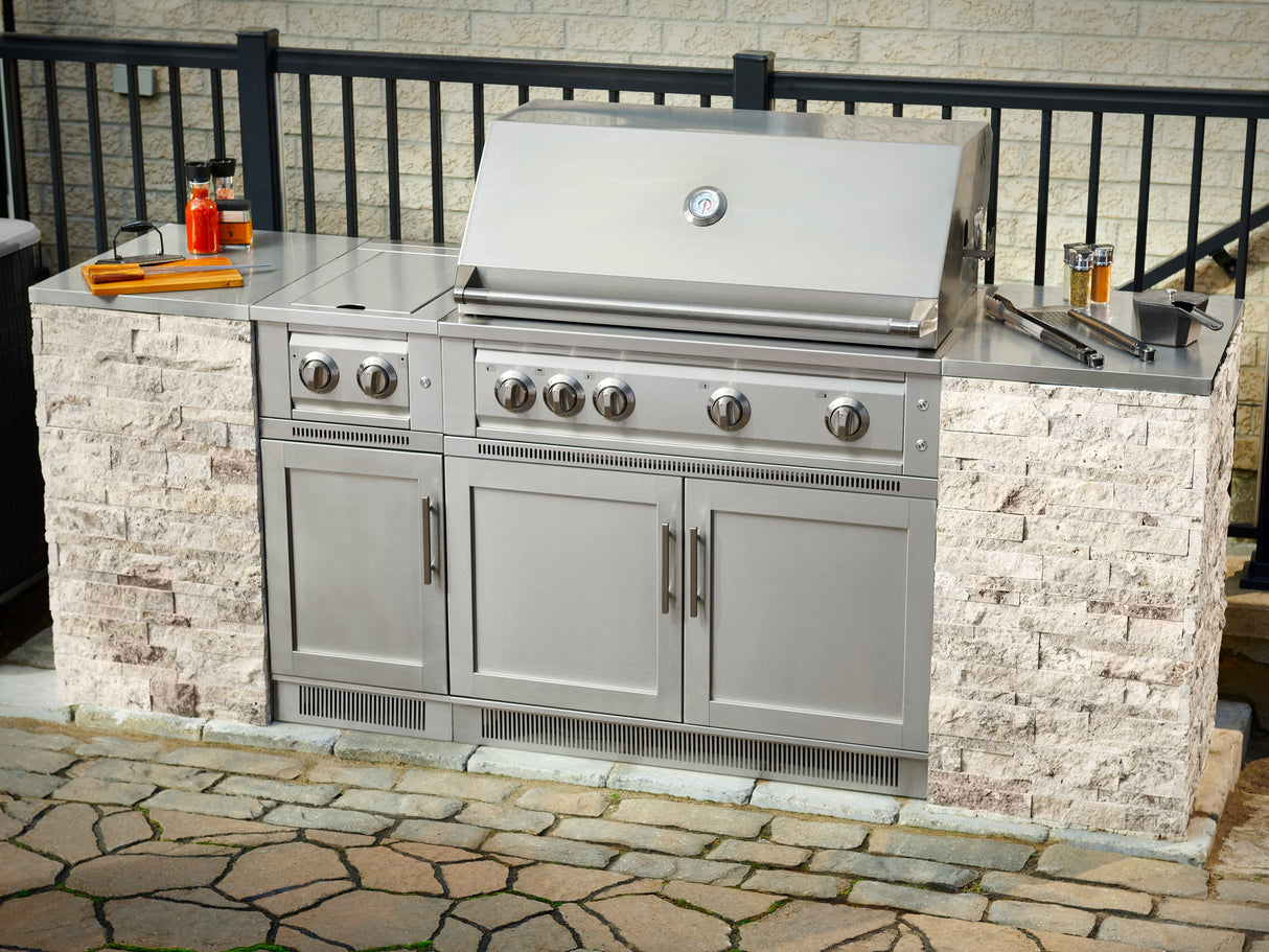 Outdoor Kitchen Signature Series 4 Piece L Shape Cabinet Set with Grill Cabinet