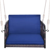 Single Person Hanging Seat with Seat and Back Cushions-Navy