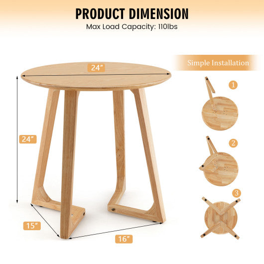 24 Inch Round End Table with Adjustable Foot Pads Natural