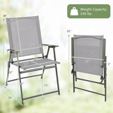 Set of 4 Patio Folding Chair Set with Rustproof Metal Frame-Gray