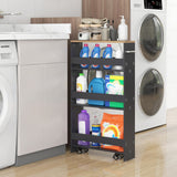 Rolling Kitchen Slim Storage Cart Mobile Shelving Organizer with Handle-Gray