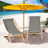 3-Position Adjustable and Foldable Wood Beach Sling Chair with Free Cushion-Gray