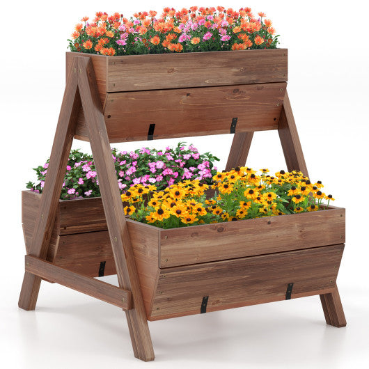 Vertical Raised Garden bed with 3 Wooden Planter Boxes-S