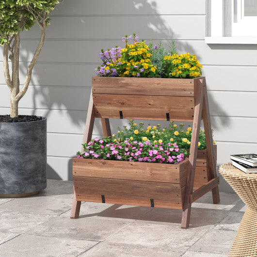 Vertical Raised Garden bed with 3 Wooden Planter Boxes-S