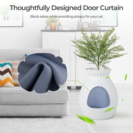 Smart Plant Cat Litter Box with Electronic Odor Removal and Sterilization-White