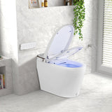 Elongated Smart Bidet Toilet Heated Seat Sensor Auto-White