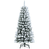Snow-Flocked Hinged Artificial Christmas Pencil Tree with Mixed Tips-4.5 ft