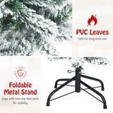 Snow-Flocked Hinged Artificial Christmas Pencil Tree with Mixed Tips-4.5 ft