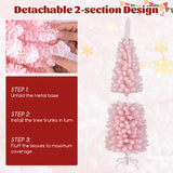 Snow Flocked 5 FT Artificial Pink Xmas Tree with 328 Branch Tips